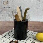 Natural Stone Black Granite Utensil Holder for Kitchen