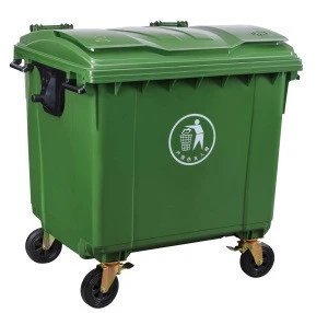 Natural style outdoor commercial 1100 liter plastic trash waste bins