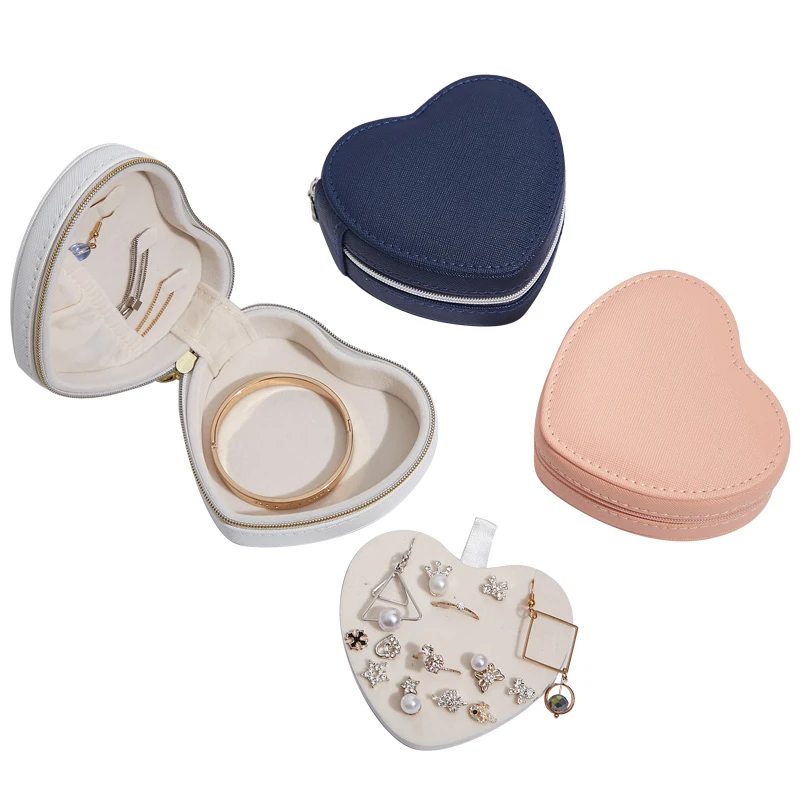 New arrival heart shape portable small Leather Jewellery Box Jewelry Packaging Box Jewelry Boxes