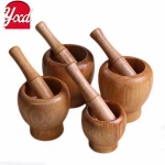 new bamboo wood manual food mortar and pestle
