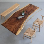 New Design  Modern Restaurant Kitchen Room Furniture Walnut Wood resin river table Epoxy resin tabletop