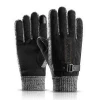 New men real pigskin winter leather driver gloves working waterproof gloves