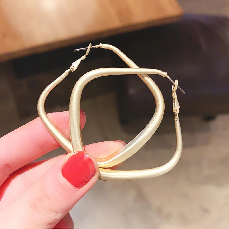 New Personality Retro Hoop Earrings Geometric Metal Circle Ring Earring Popular Jewelry