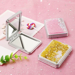 NEW Personalized Mini Glitter Mirrors Foldable Private Label Compact Custom Pocket Mirror