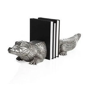 New Product Resin Silver Alligator Bookend