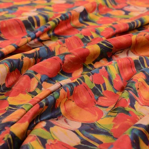 New style 52% viscose/48% rayon cotton floral digital print chiffon fabric