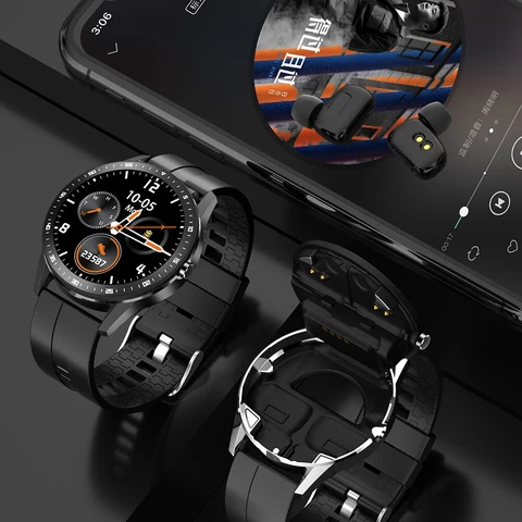 New tempered glass Smart Watch  Wireless  Earphones Ip67 waterproof  Bracelet Wireless Earphones Smartwatch Tws 2 In 1