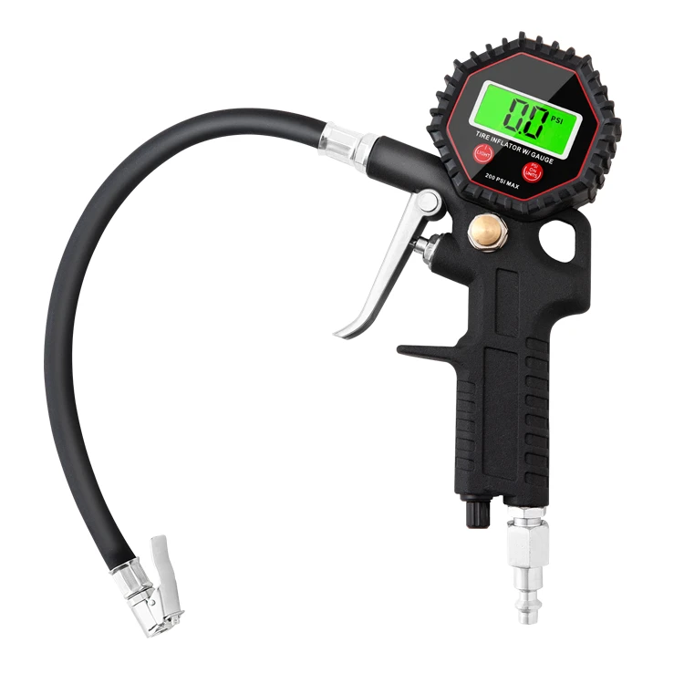New type top sale dial tire pressure gauge with hose bike tire inflator with pressure gauge