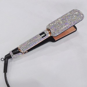 Newest design luxury bling rhinestone flat iron personalized flat iron infrared hair straightener