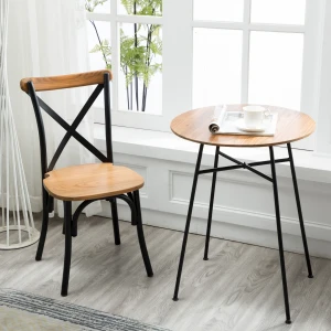 Nordic iron industrial style furniture wood dinning chairs