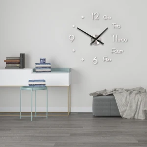 Novelty modern design home decorative wall sticker clock 3D frameless large DIY wall