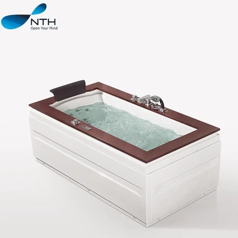 Nth  hot selling wooden top indoor drop in one person massage bathtub/ single person spa whirlpool bathtub