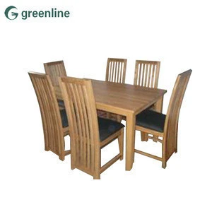 Oak finger joint panels solid oak dining table wood and 6 chairs