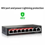OEM/ODM AI PoE Switch 6*30w MAX PORT, 90W power adapter, 802.3af/at PoE+ 100Mbps , (6POE Ports +2 Uplink),Long distance  250M
