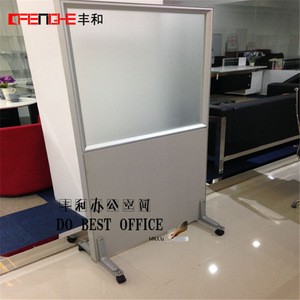 Office Divide Partition Design Glass Wood Partition with Wheels