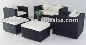 Ourdoor Furniture Rattan Sofa Set With Footrest
