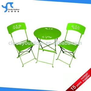 Outdoor garden patio 3pcs Iron folding chair table set