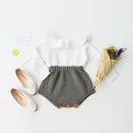 P0034 New design crochet baby romper Doll Collar unique baby girl romper