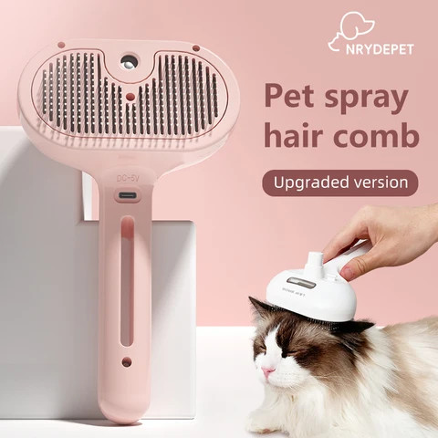 Buy Pet Hair Care Spray Cat Brush Shedding Self Cleaning Steam Brush ...