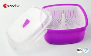 Plastic Microwave square steamer with Removable Steamer Basket,microwave steamer