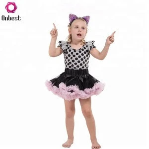 pleated solid color short skirt baby girls ballet tutu skirt with bow belt
