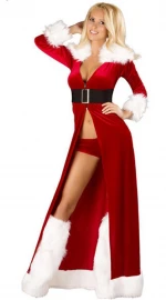 PoeticExst Long Red Robe Sexy Cosplay Christmas Women Costume