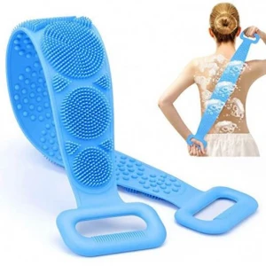 Popular Strap Silicone Body Massage Silicone Back Bath Body Brush Double Sided Skin Scrubbing Strap Towel