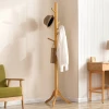 Portable Tree Shaped Hanger Wooden Standing Coat Rack With 8 Hooks