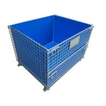 Professional factory stackable industrial foldable galvanized pallet wire mesh storage cage