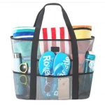 promotional customized lightweight large capacity nylon mesh beach bag