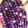 Purple Stripe Agate Natural Gemstone Loose Beads Round 8mm Crystal Energy Stone Beads