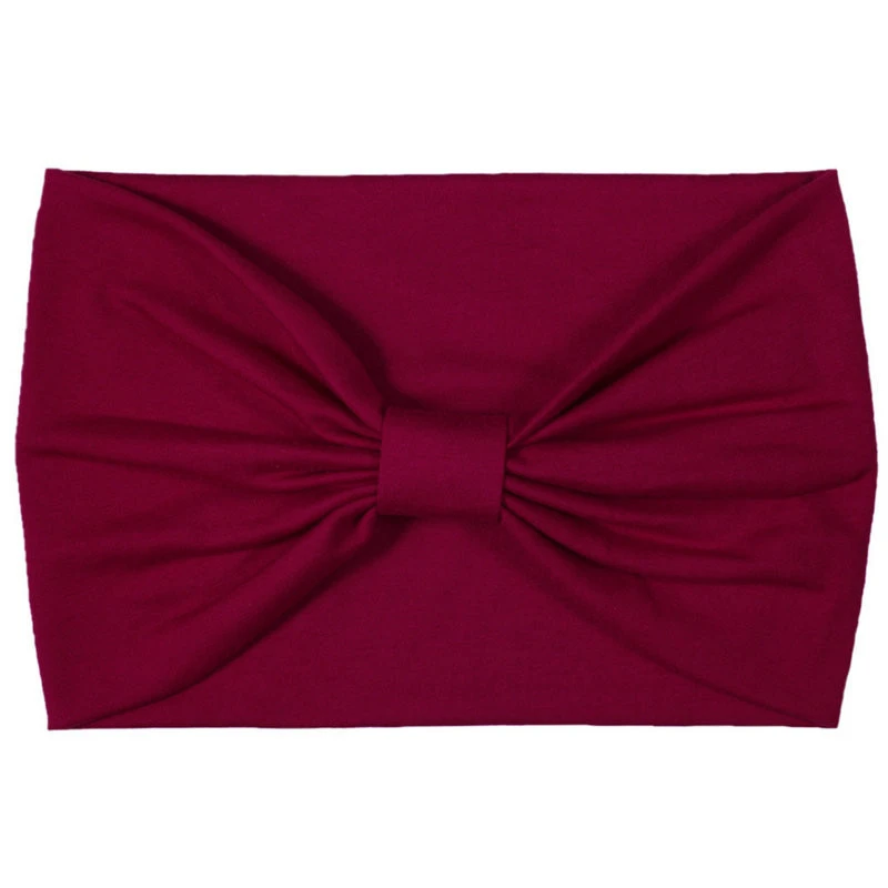 Qushine Simple Design Bowknot Turban Soft Fabric Kont Head Wrap Elastic Hair Band For Women