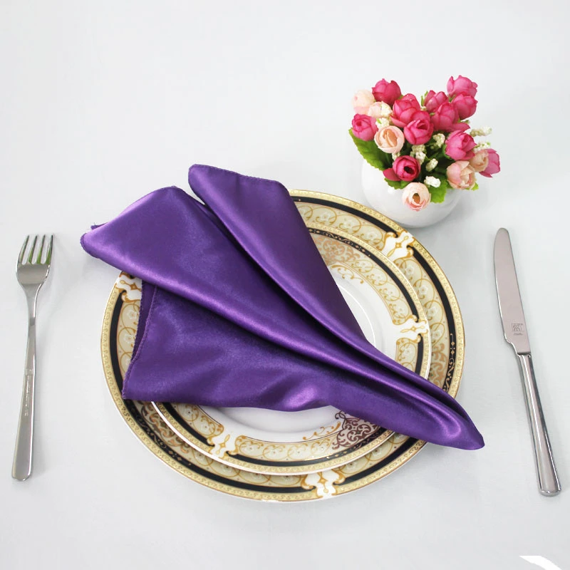 Restaurant Dinner Satin Wedding Cloth 100% Polyester Napkin