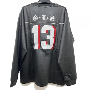 Retro street hip-hop student V-neck long-sleeved applique embroidered T-shirt ice hockey jersey custom team suit