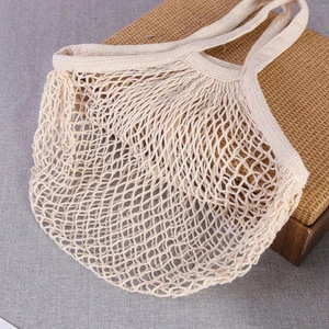 Reusable Grocery Mesh Bags Organic Cotton String Shopping Bags Produce Net Bags with Long Handle for Fruit Vegetable Storage