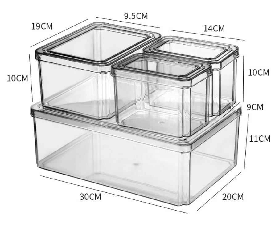 Reusable Plastic Drawer Type Storage Box Stackable Rectangular Transparent Freezer Storage Box