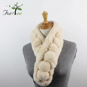 round neck scarf winter womens rex rabbit fur collar scarf