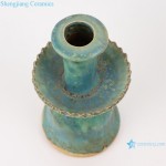 Rzsp22 Jingdezhen Flamded Glazed Green Color Ceramic Candle Holder