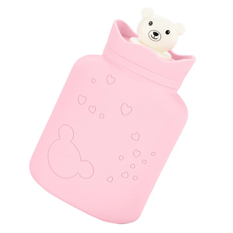 Safe Explosion Proof silicone hot water bag Hot Water Bag with Cover,Lovely Hot Bottle Warmer Cover