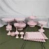 Set Metal Pink Party High Tea Iron Dessert Tools Tier Crystal Stand For Wedding Cake
