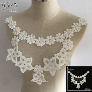 Sewing clothing Accessory fine white hollou out Lace fabric Dress Applique motif blouse DIY neckline collar Costume Decoration