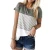 Import Short Sleeve Round Neck Triple Color Block Stripe T-Shirt Casual Blouse Women T Shirts And Tops from China
