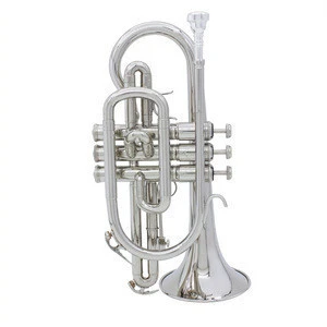 Silver Cornet Professional Bb Flat Cornet Brass Instrument with Carrying Case Gloves Cleaning Cloth Brushes