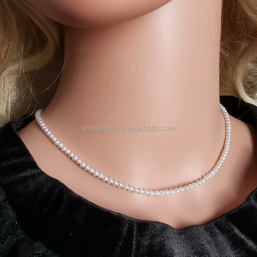 Simple design mini freshwater pearl necklace traditional classic high quality natural pearl necklace designs small