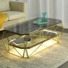 Simple modern tea table light luxury rectangular iron art temper temper bronze glass coffee table
