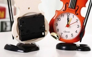 Simulation violin alarm clock factory wholesale direct creative musical instrument modeling desktop clock room decoration