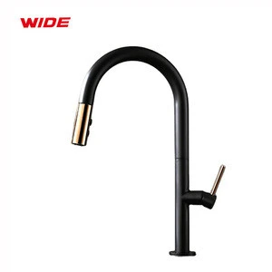 Single handle matt black pull down touch sensor kitchen faucet for wholesale