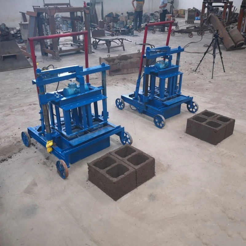 Small non-burning cement hollow block machine 220v electric mobile brick making machine with wheel