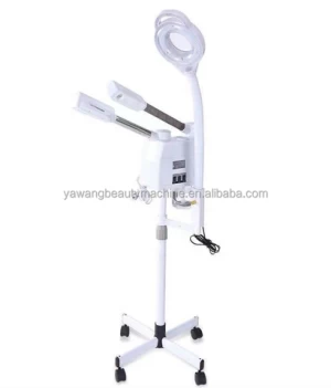 spa use Double tube hot and cold Ionic Ozone with magnifying lamp Beauty machine facial steamer