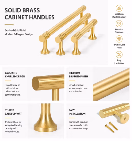 Import Koppalive Silver Handle Brushed Nickel Knobs Antique Bronze T Bar Linear Straight Stripe Wardrobe Door Closet Handle Brass Pull from China